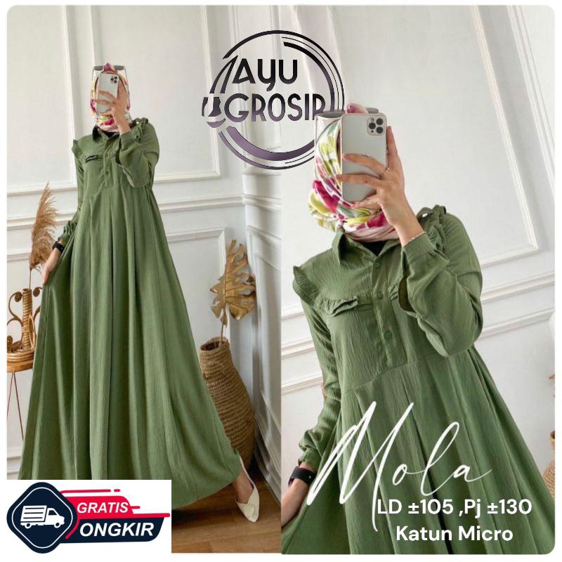 (FREE ONGKIR) Baju Gamis Mola Dress Wanita Dewasa Gamis Kondangan Terbaru Dress Maxy Gamis Kekinian