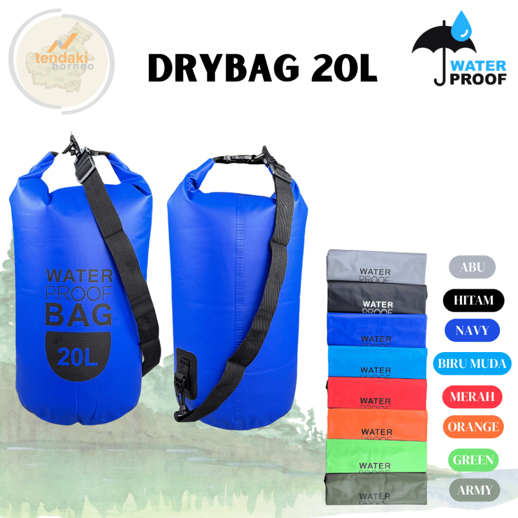 Ocean Pack Dry Bag 20L Tas Anti Air Waterproof Bag Tas Pancing Anti Air Tas Pantai Waterproof