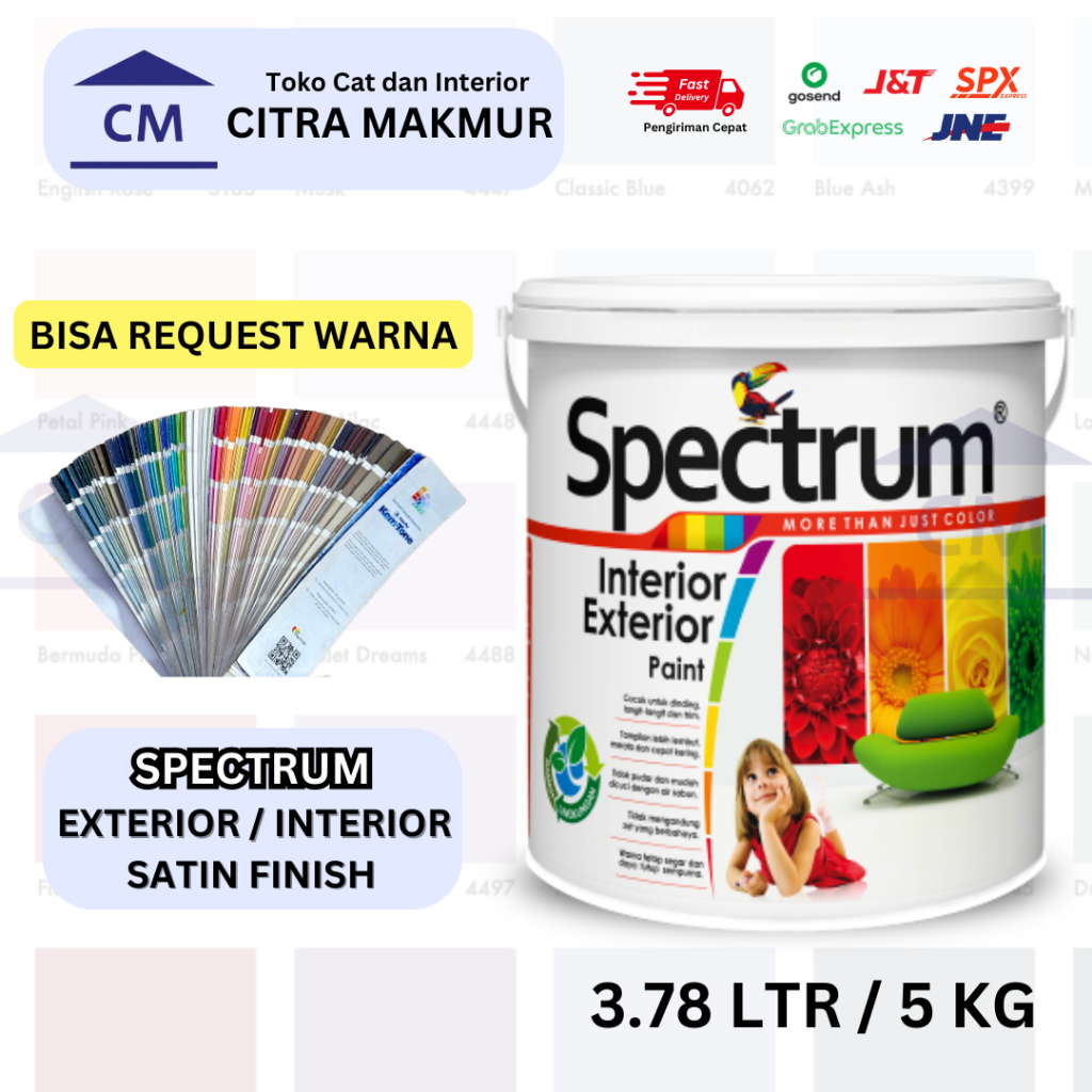 Spectrum - 5 Kg (Bisa Request & Custom Warna)  Cat Interior/Exterior premium daya sebar tinggi)