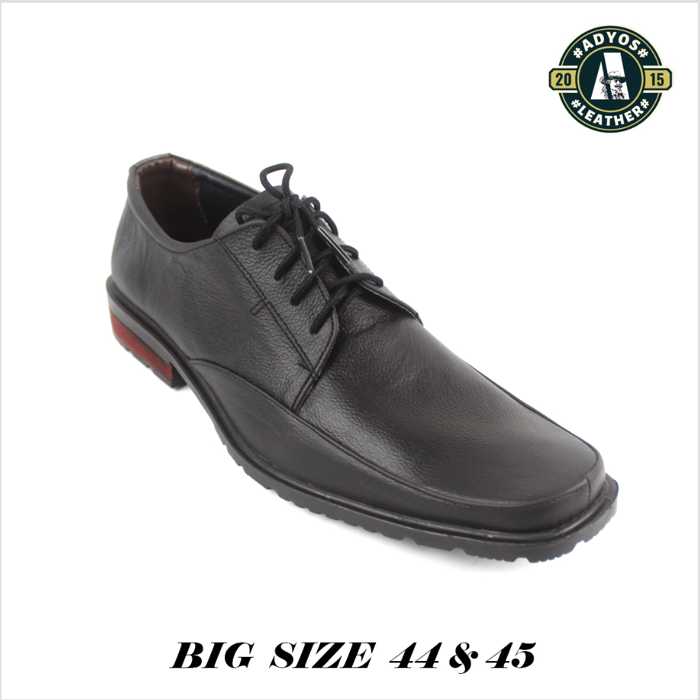 Sepatu Pantofel Kulit Pria Big Size Model Formal Tali 4 Hole Out Sol Karet