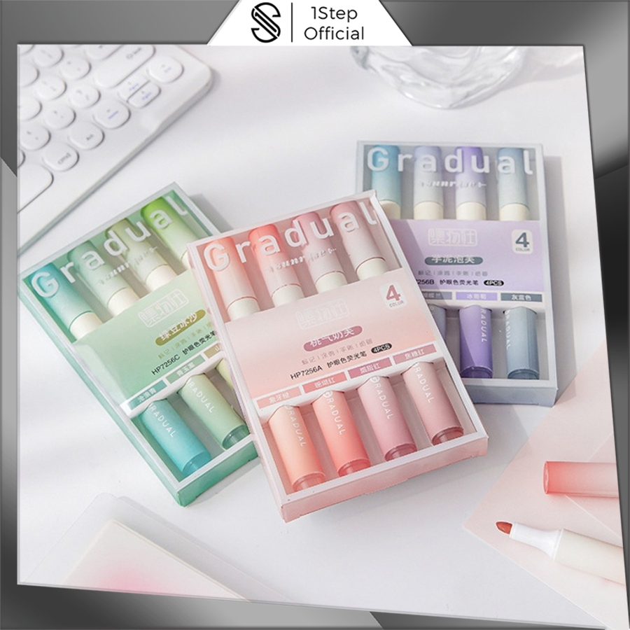 

1step 1 SET ISI 4 HIGHLIGHTER WARNA PASTEL TERANG / 1 SET STABILO HIGHLIGHTER WARNA PASTEL TERANG S107