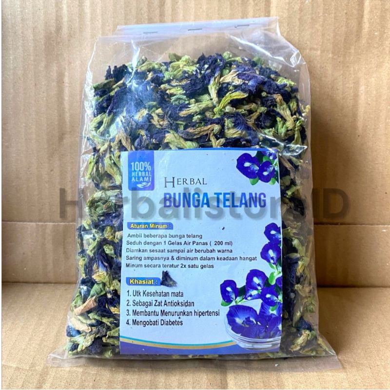 

Bunga Telang Kemasan 100gram Bunga telang kering Alami 100%