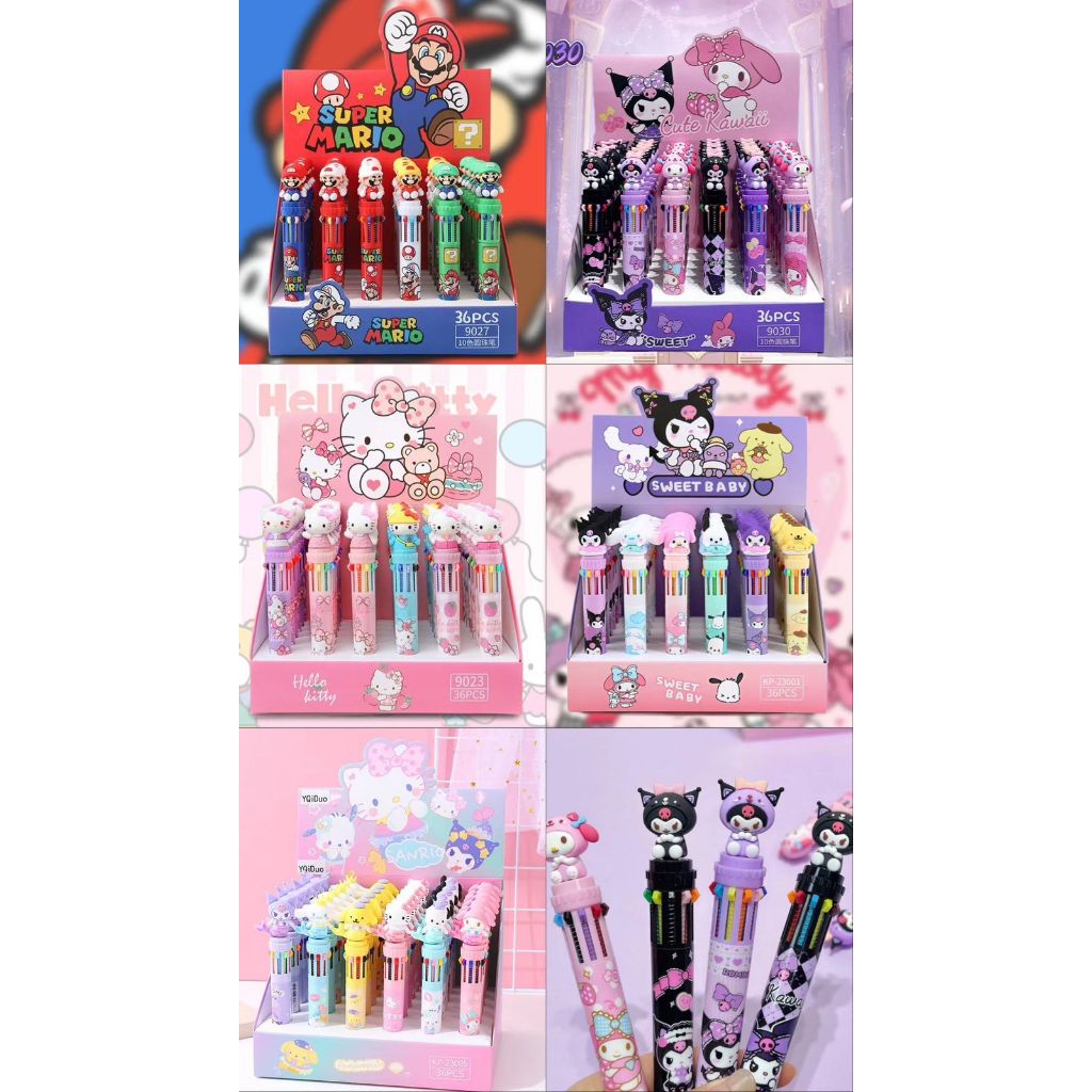 

PULPEN 10 WARNA MOTIF MARIO BROSS ASTRONOT LABUBU AVENGERS DAN HELLO KITTY PREMIUM