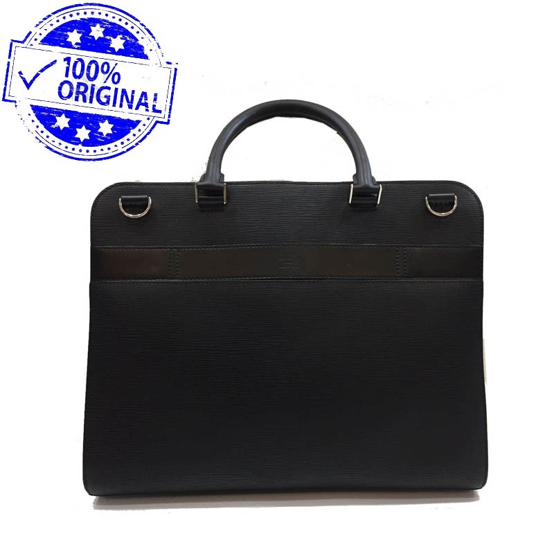 Preloved Louis Vuitton LV Bassano Documents Briefcase Black Epi Leather 2011