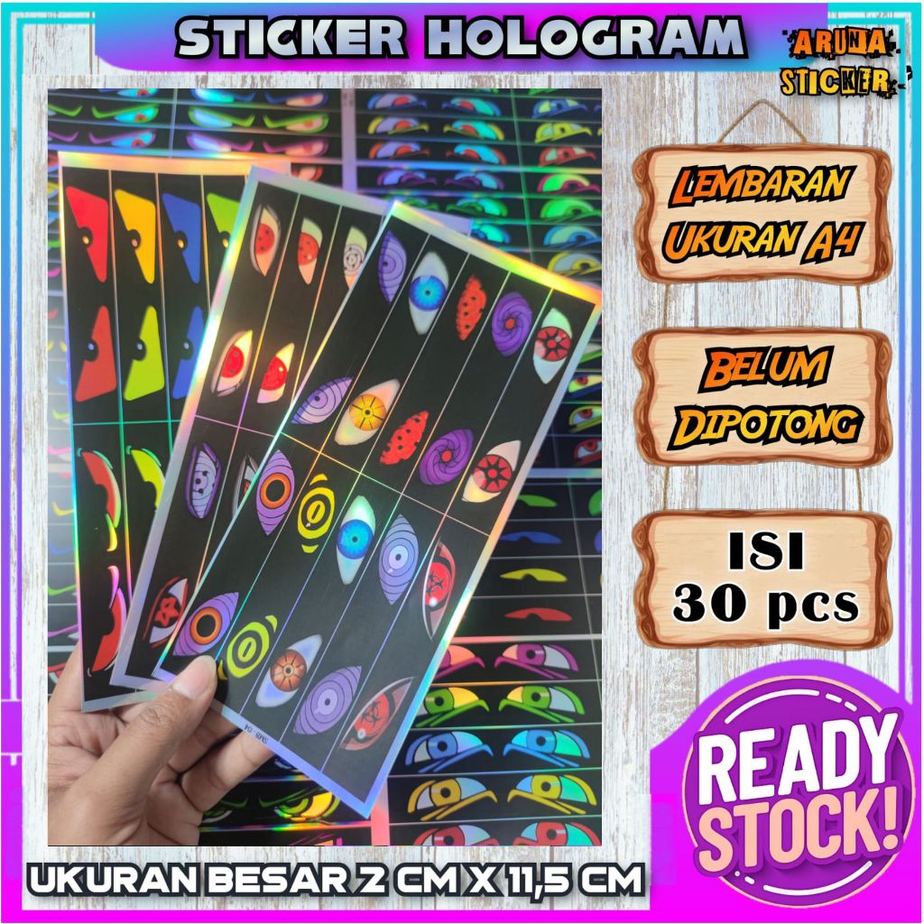 

30 PC STIKER STROBO MATA MINIATUR BUS Bahan Hologram Anti Air