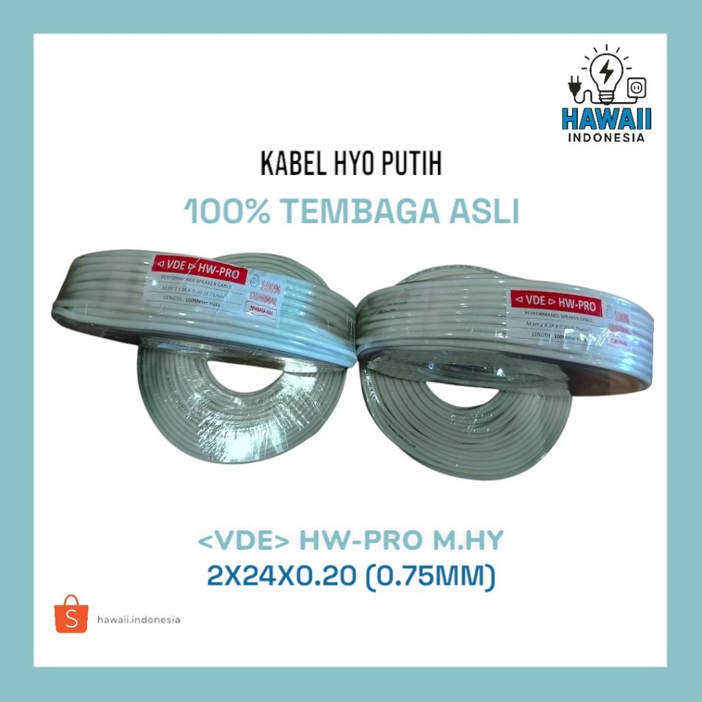 KABEL LISTRIK TEMBAGA / KABEL LISTRIK HYO SERABUT 100% TEMBAGA ASLI / <VDE> HW-PRO M.HY / 1 ROLL PUT