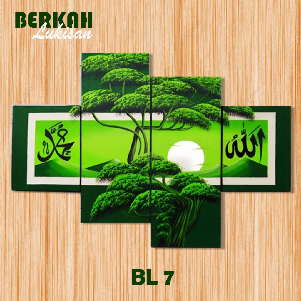 LUKISAN TANGAN ASLI | LUKISAN DINDING MINIMALIS | KALIGRAFI PEMANDANGAN HIJAU