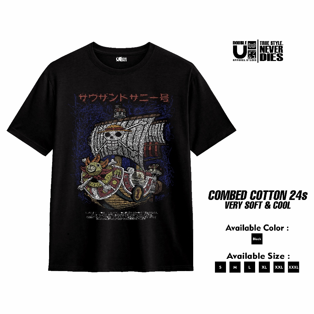 DoubleU Tshirt One Piece Thousand Sunny Go - T shirt Kaos Scribbel OP04