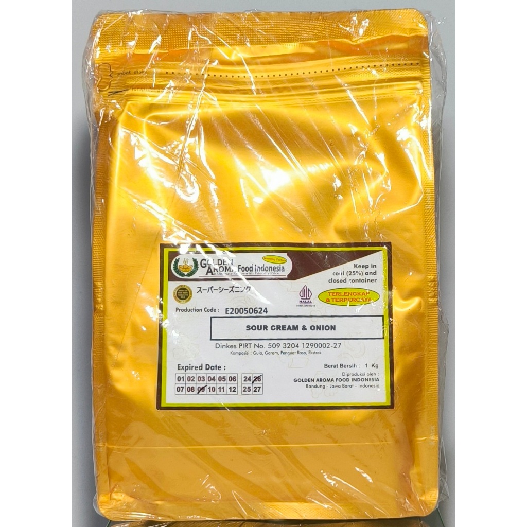 

Bumbu Tabur 1 Kg Rasa Sour Cream & Onion - Cocok Untuk Aneka Snack, Ayam Shihlin, Penambah Rasa Aneka Makanan Dll, Enak Dan Halal. Kemasan Alumunium Zip Lock.
