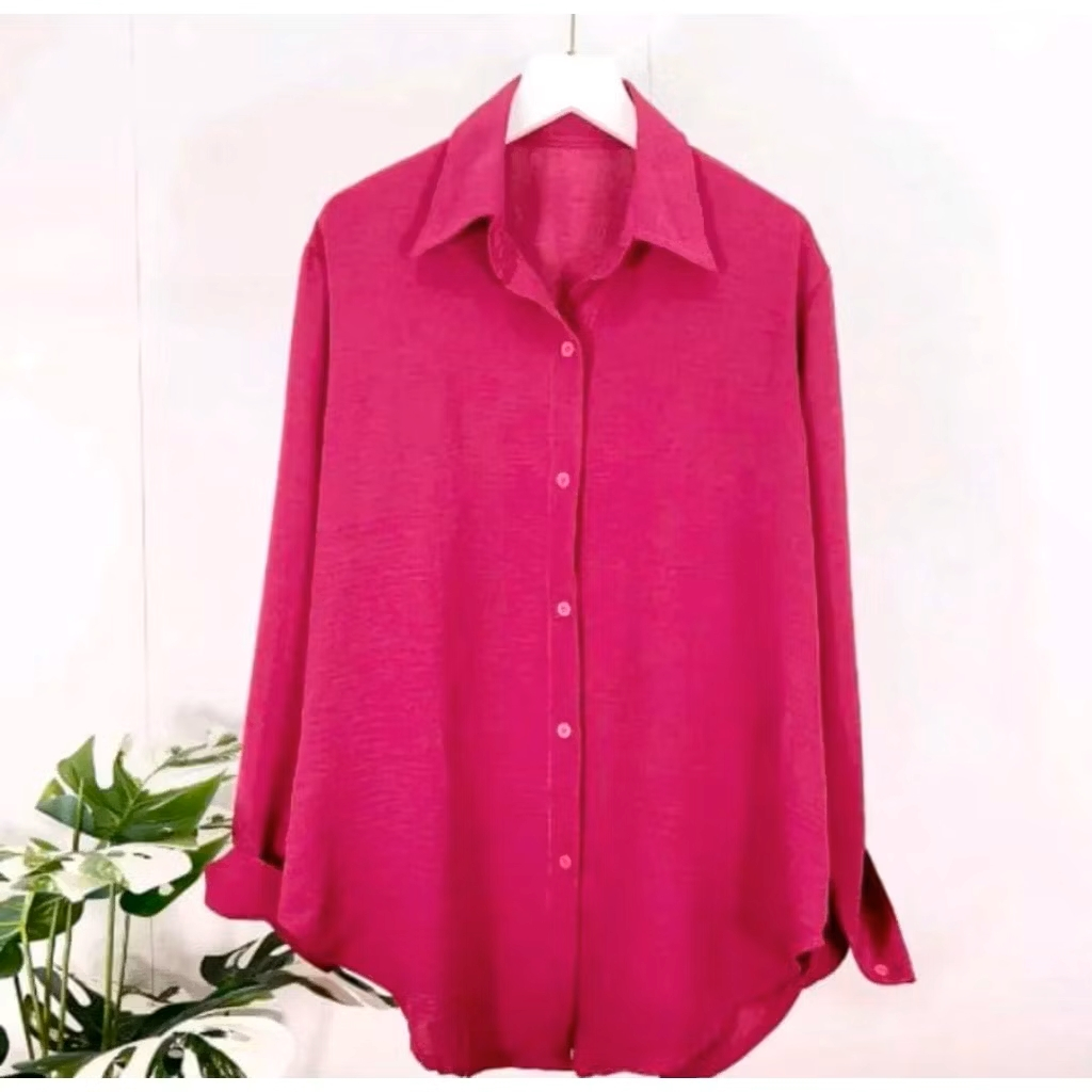 Zam Gallery Baju Atasan Wanita Polos Lengan Panjang Kain Crinkle Airflow Adem Nyaman