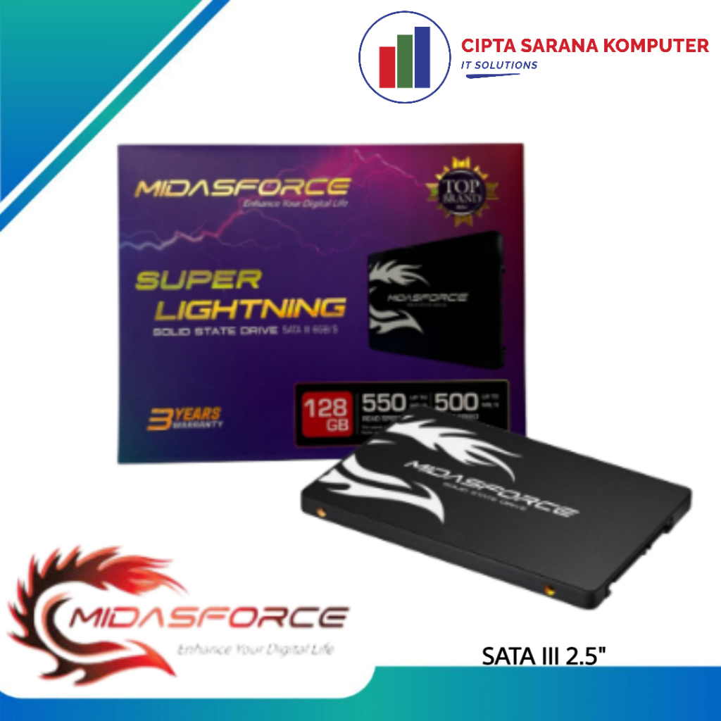 MIDASFORCE SSD 2.5 SATA III 128GB / 256GB SUPER LIGHTNING ORIGINAL