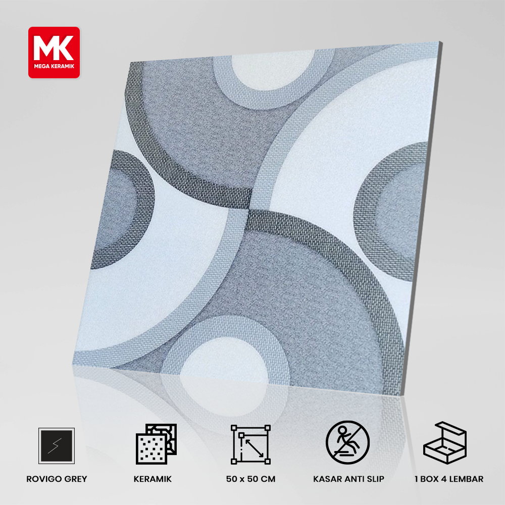 Keramik Lantai Teras Kasar Rovigo Grey 50x50