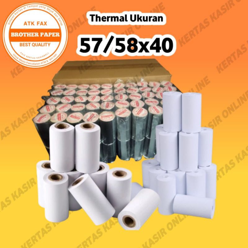 

Kertas Thermal Bluetooth Ukuran 57x40mm Paket 30 Roll