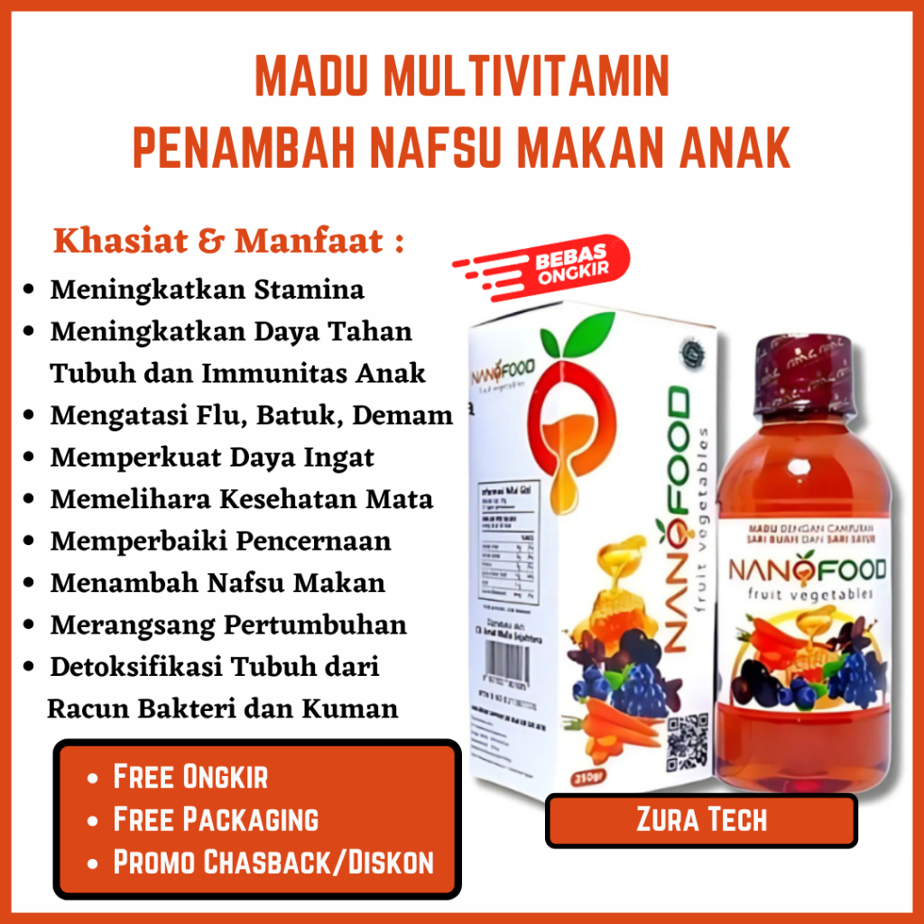 Nano Food Kids Nanofood Madu Multivitamin Anak Memperbaiki Pencernaan Meningkatkan Nafsu Makan Anak