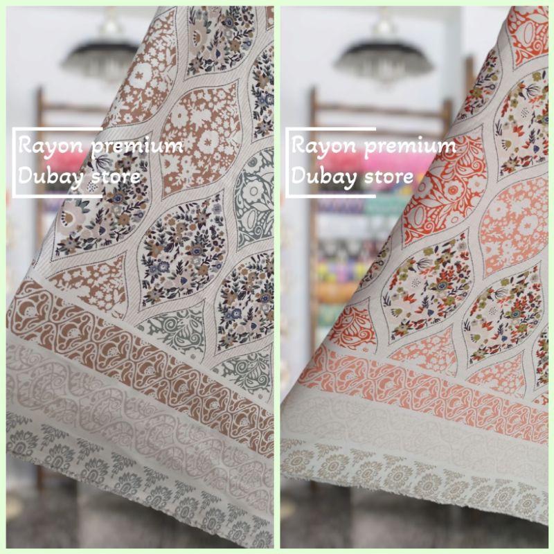 KAIN KATUN RAYON VISCOSE/RAYON PREMIUM MOTIF TERBARU/MOTIF PINGGIR(harga tertera 50cm)