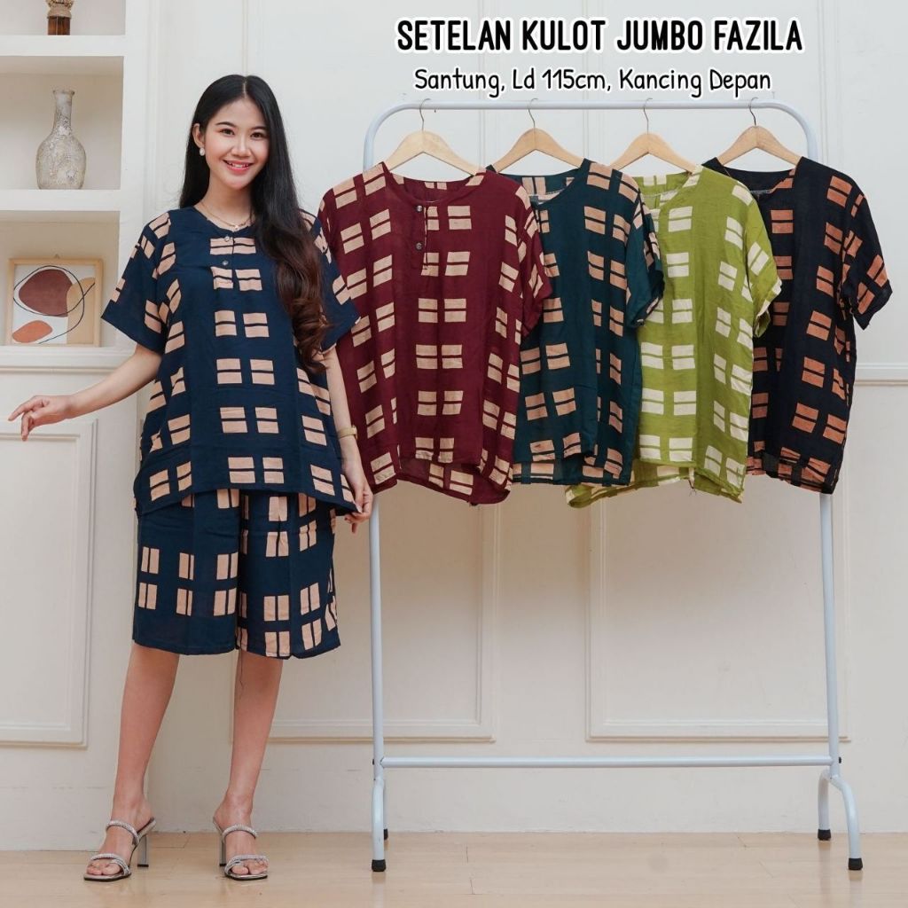 Auvalle - One Set Wanita Jumbo Ld 130 | Setelan Kulot Jumbo | Baju Wanita Baju Tidur Setelan Wanita 