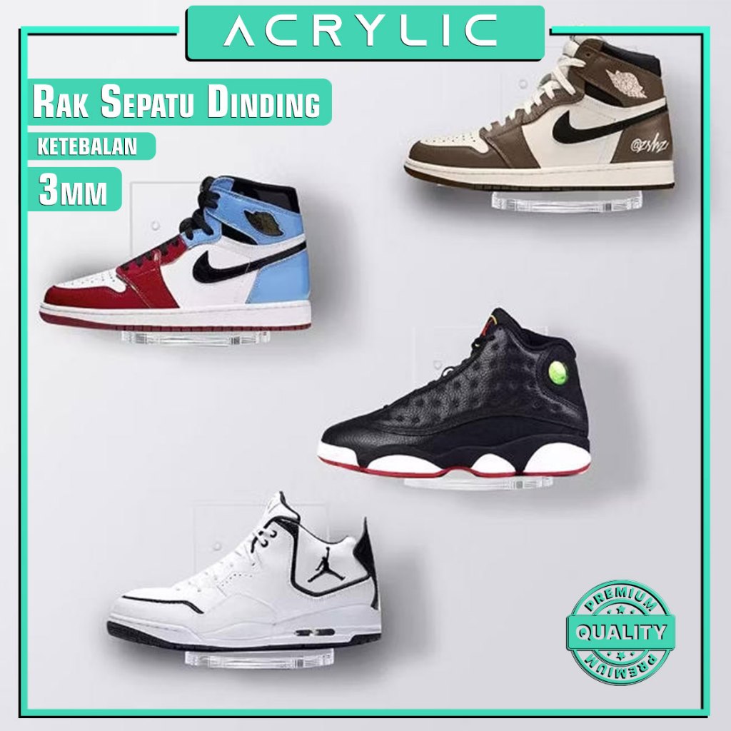 Acrylic Rak Dinding Sepatu Tempat Dudukan Sepatu Tembok Akrilik Stand Display Shoes R18