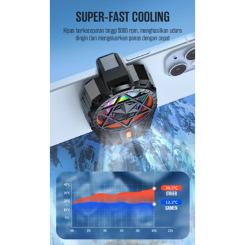 Kipas Pendingin HP dengan baterai / Mobile Phone Cooling Fun with baterai(GMR02s Black) “GAMEN”