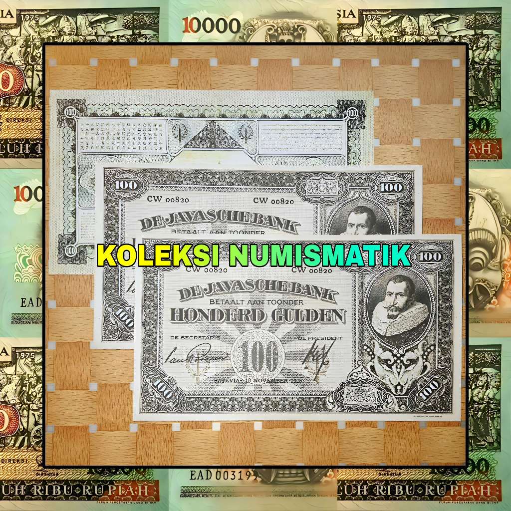 SOUVENIR REPRO UANG KERTAS KUNO HINDIA BELANDA 100 GULDEN JP COEN 1925