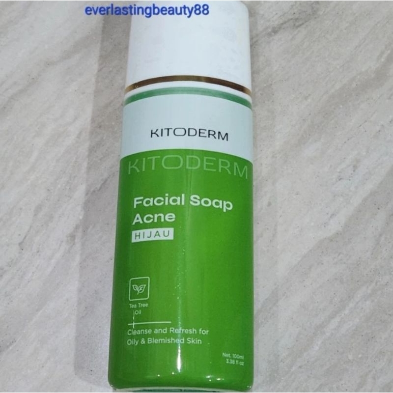 Kitoderm Facial Soap Acne - Hijau - sabun pembersih pencerah kulit wajah berjerawat / jerawat - BPOM