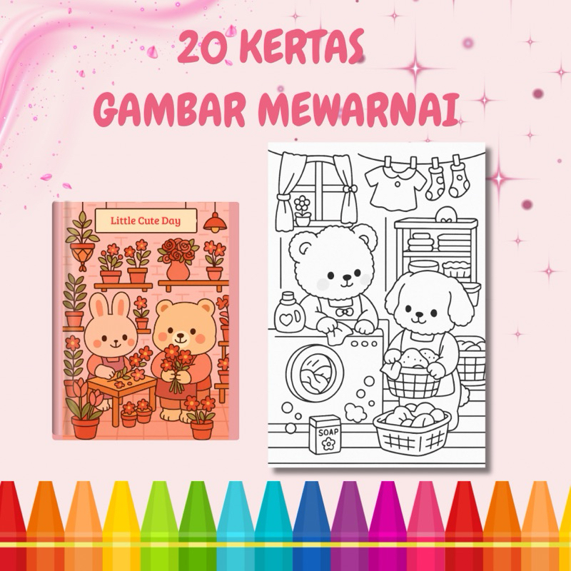 

20 KERTAS GAMBAR MEWARNAI LITTLE CUTE DAY TEMA HEWAN LUCU| COLORING PAGES/ PAUD/TK/ANAK/ KREATIF/ HEALING
