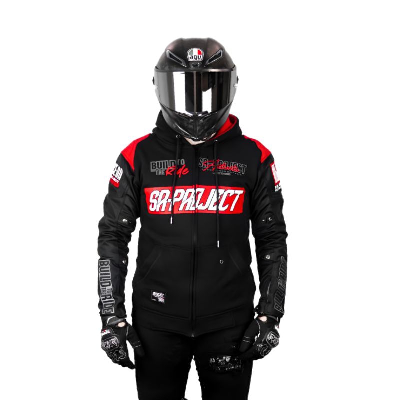 Hoodie Mesh Zipper SR-PROJECT Build to the Ride Red