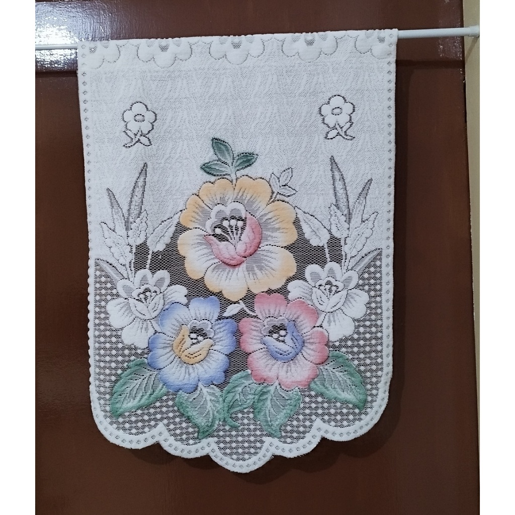 Kain vitrase tirai gorden motif bunga berwarna bahan bulu