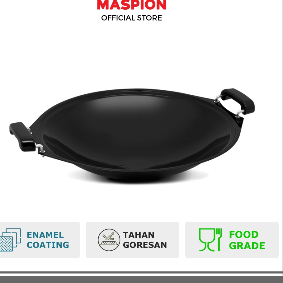 Maspion Panda Penggorengan Wajan Enamel Wajan Tilam 30 cm