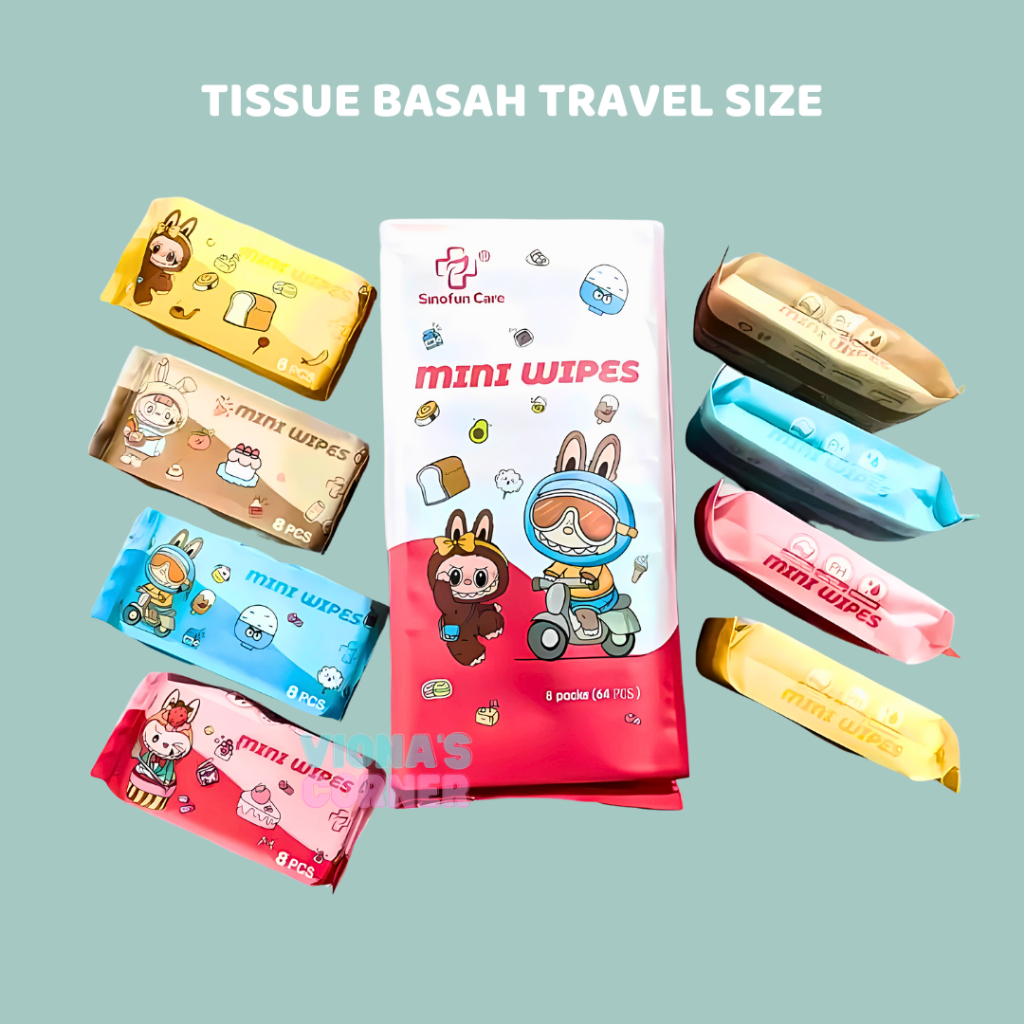 Tissue Tisu Tissu Basah Mini Travel Murah Wet Wipes Kecil Non Parfum Alkohol 1 Pack Kecil / 8 Lembar
