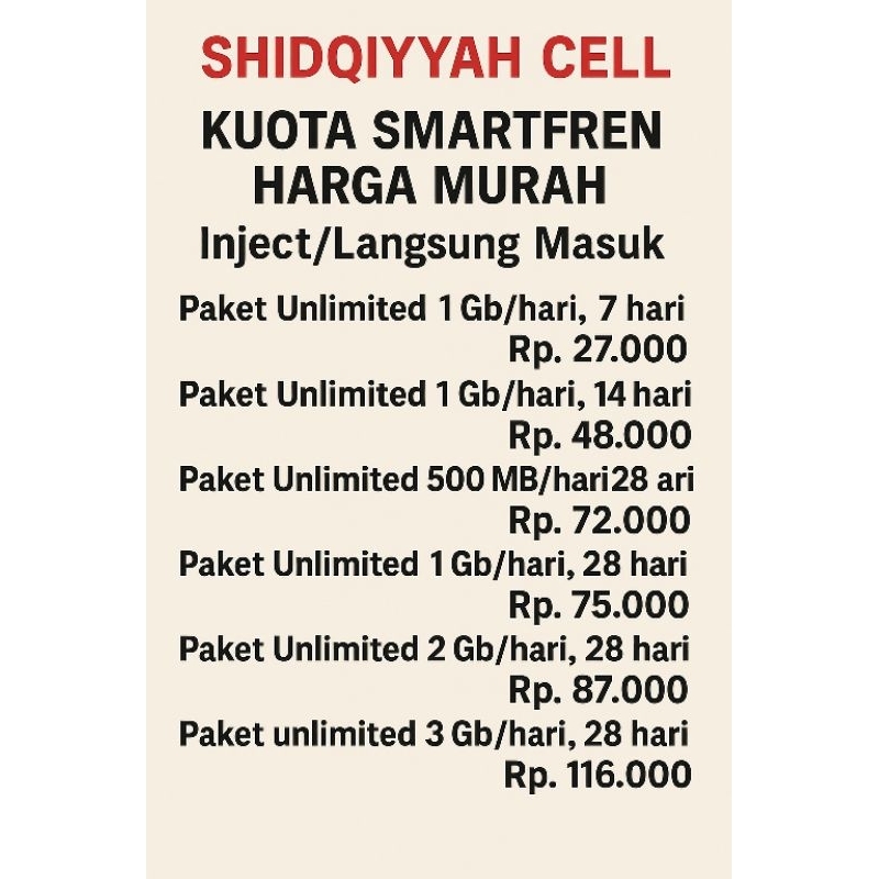 Paket Kuota Smartfren Unlimited