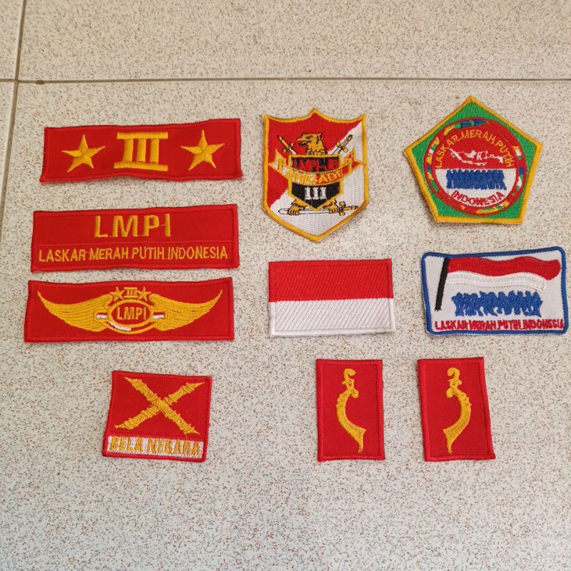 atribut laskar merah putih indonesia, logo bordir lmpi, bordir komputer terlaris