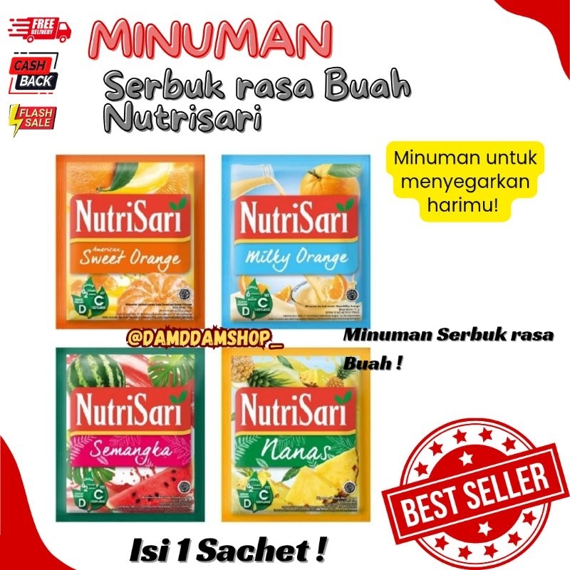 

( PROMO ) NUTRISARI MINUMAN SERBUK ANEKA RASA BUAH ISI 1 SACHET ' GROSIR '