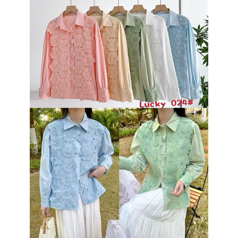 blouse atasan wanita  motif kembang