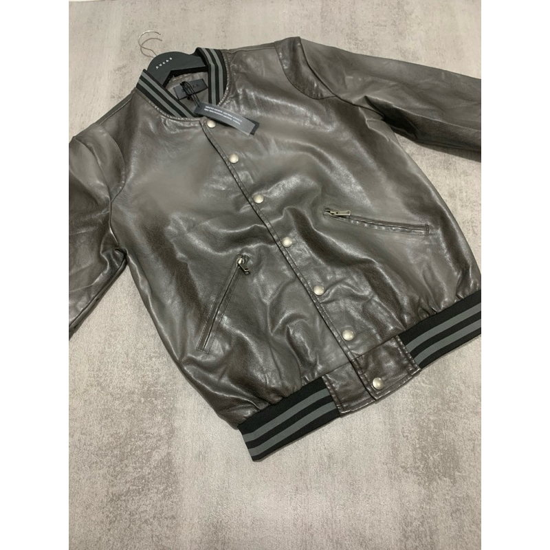 Leather Jacket Rucas Grey Size M New