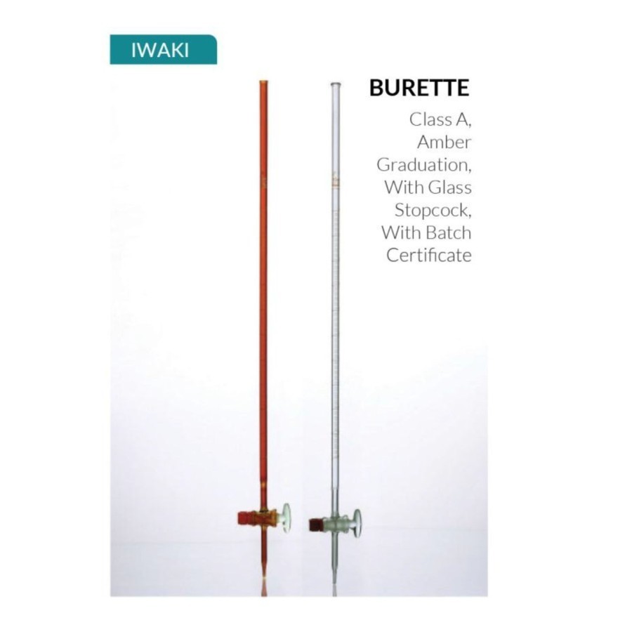 IWAKI Buret 50S Class A Glass Stopcock Kran Kaca 50ml BURETTE