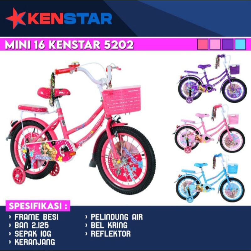 SEPEDA MINI ANAK PEREMPUAN CEWEK 12 / 16 / 18 HUNTER PARAGON KENSTAR TORA BARU KERANJANG BESI RODA 4