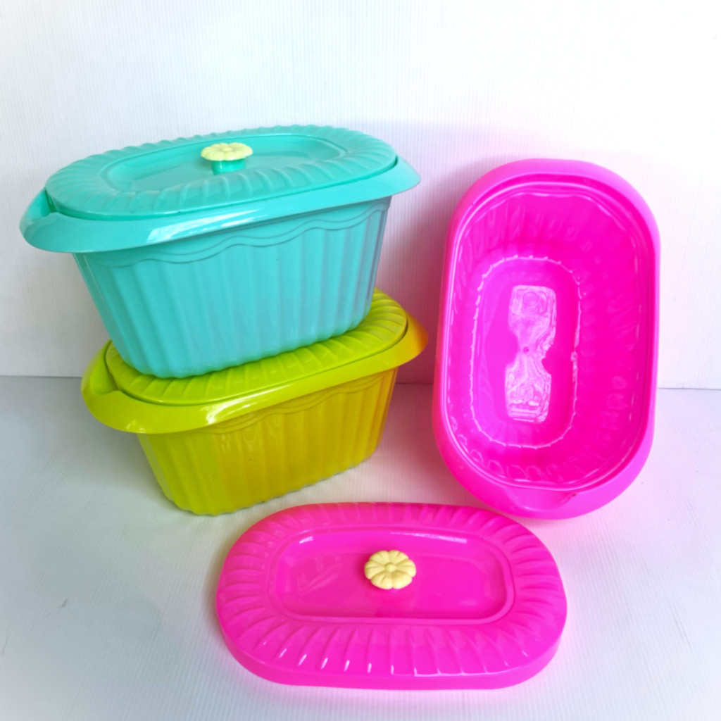 3pc Basi tutup plastik yoyo/mangkok tutup sayur ukuran 26x15x11cm/Basi Serbaguna/Wadah Makan Prasman
