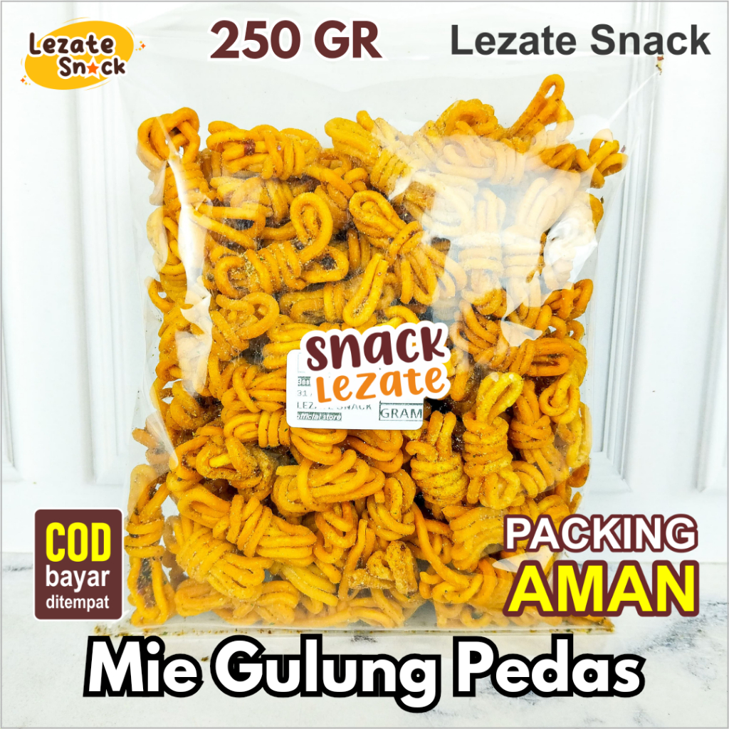 

Mie Gulung Pedas 250GR Renyah Enak Murah / Mi Gulung Viral Pedas Manis Daun Jeruk / Mi Lilit Gehel Ratu ngemil WAP SNACK