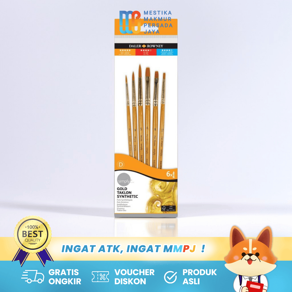 

Daler Rowney Simply Kuas Lukis Sintetis Gold Taklon - 6 Pcs 216920601