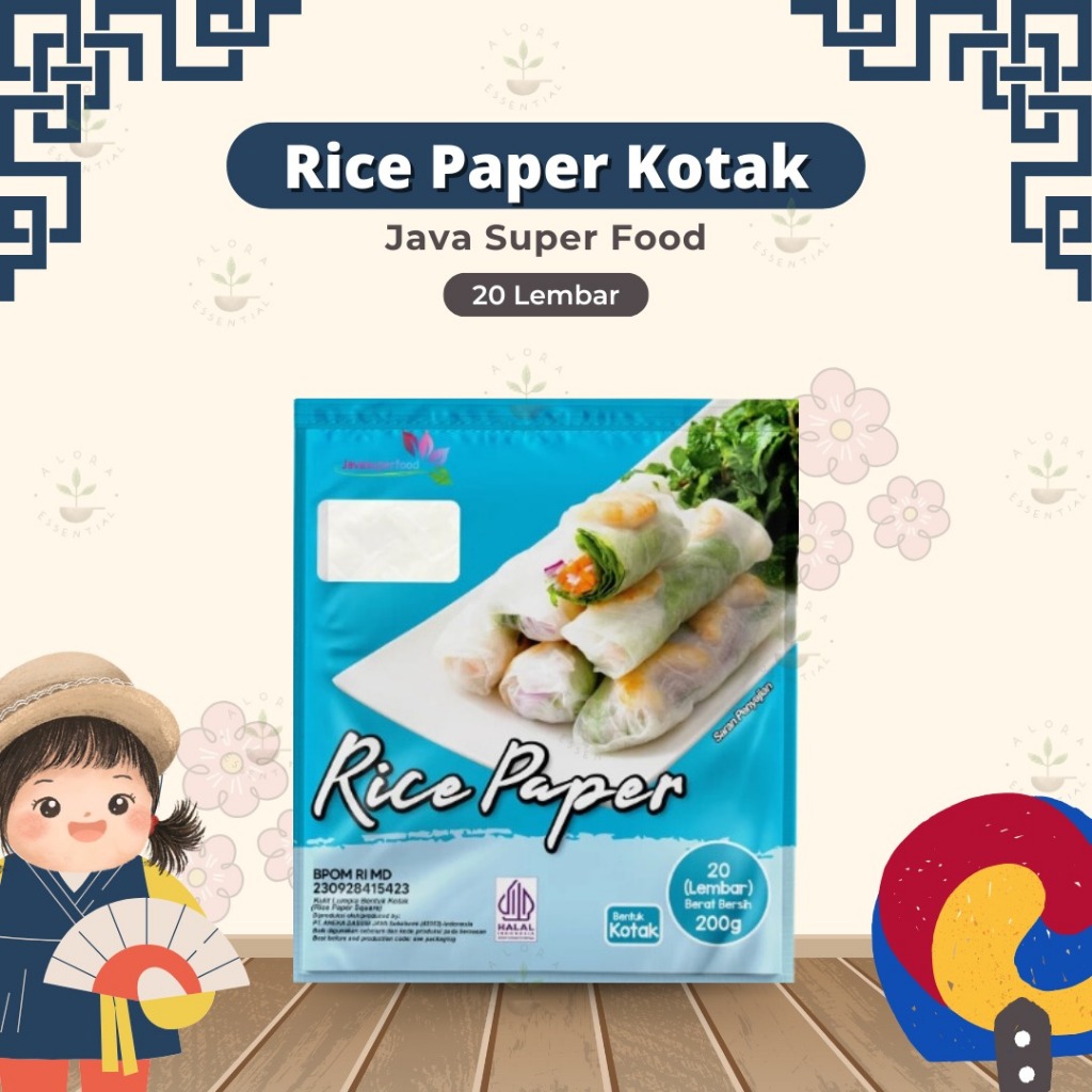 

Java Rice Paper KOTAK 20 lembar - Banh Trang Rice Paper 22cm - Kulit Lumpia Vietnam Rice Paper - Rice roll spring roll - Salad Wrap