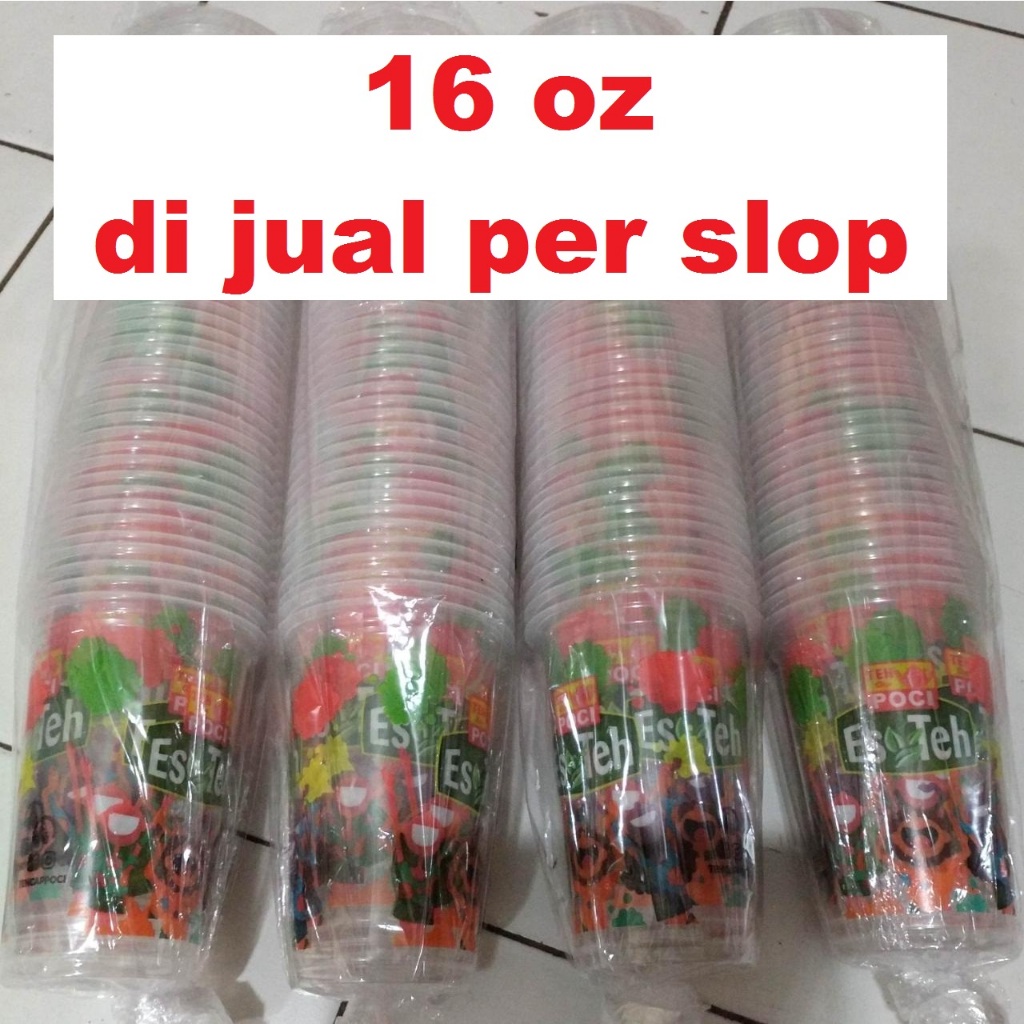 tps01- gelas teh poci 16oz SLOP isi 50 cup 16 oz ASLI 100%