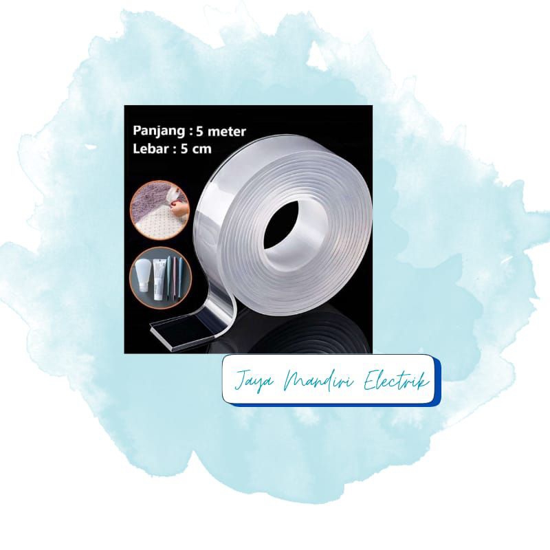 Solasi Double Tape Foam Lebar 1cm Bening