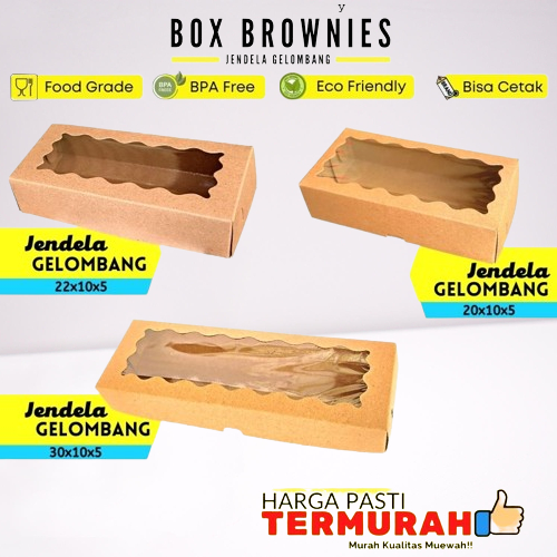 

Dus Brownies Jendela Gelombang 30x10x5 Murah Isi 50 pcs / Kotak Kue bolu
