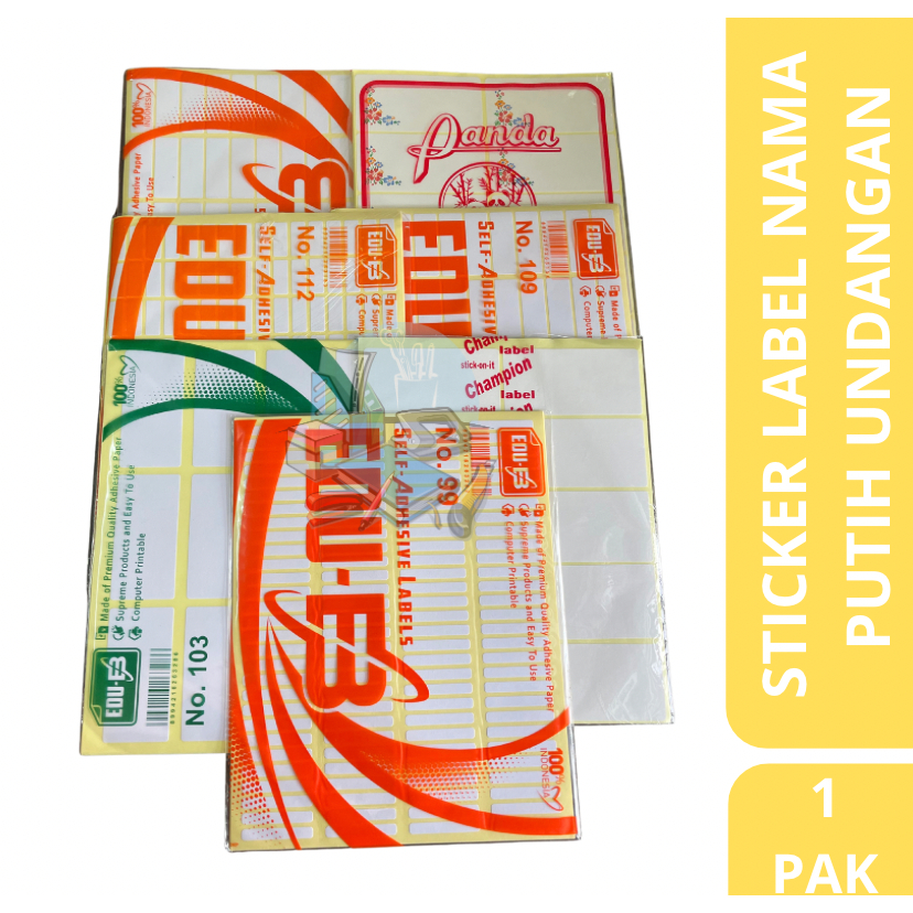 

[1 PACK] Stiker Label Tag Polos Motif Putih Undangan / Stiker Nama / Self Adhesive 6 Ukuran Isi 7 lembar