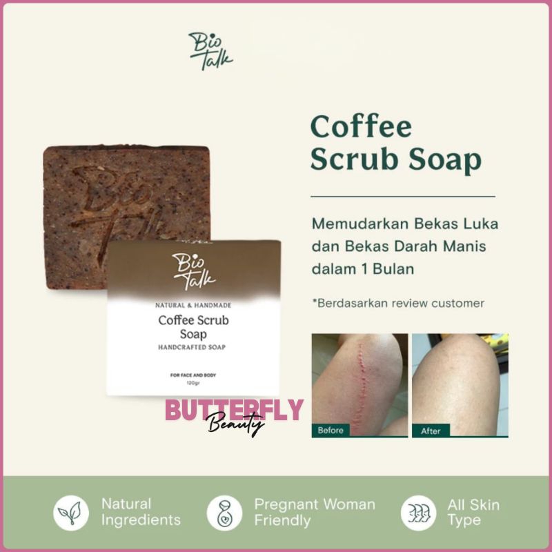 BIOTALK Coffee Scrub Soap 120gr Sabun Coffee // Sabun Untuk Bekas Luka 120gr Natural Handmade