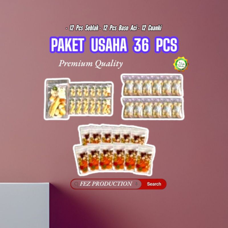 

PAKET USAHA 36 PCS MIX / 12 BASO ACI / 12 SEBLAK / 12 CUANKI INSTAN PREMIUM