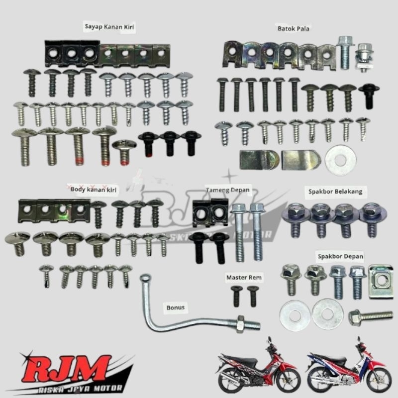 Baut Body Supra X 125 - Baut Supra X 125 Full set Tahun 2006-2012