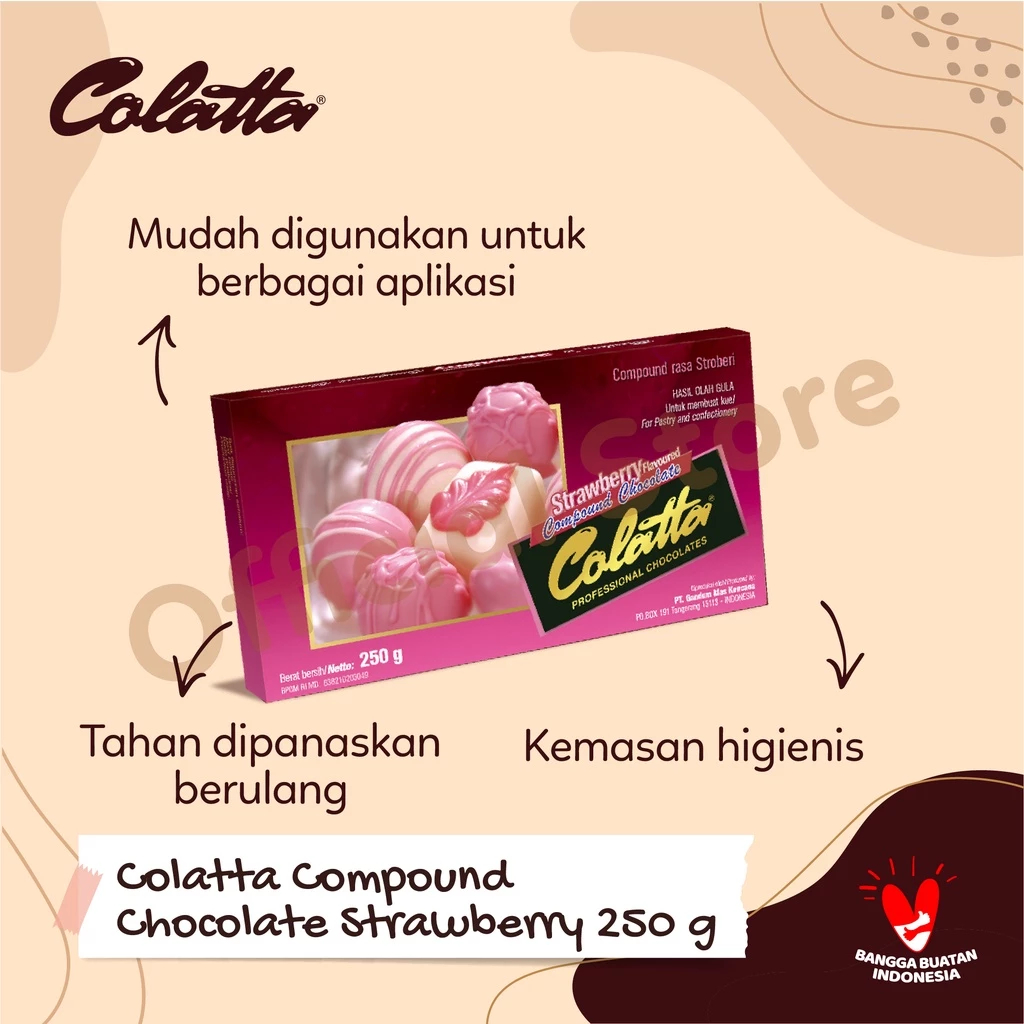 

Colatta Strawberry 250gr Chocolate Compound Stroberi Coklat Batang Collata