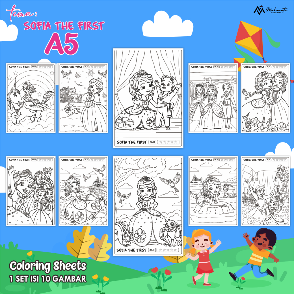 

[SOFIA THE FIRST] KERTAS MEWARNAI ANAK - LEMBAR BER GAMBAR READY STOCK 10 LEMBAR - COLORING SHEET