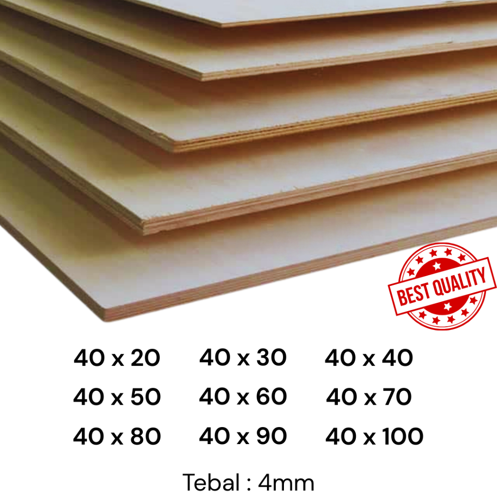 Triplek 4mm Lebar 40cm Panjang Berbagai Ukuran ( Bisa Custom Ukuran )